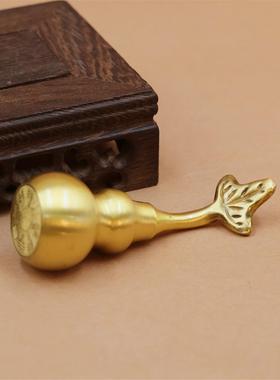 黄铜葫芦摆件可开盖带叶八