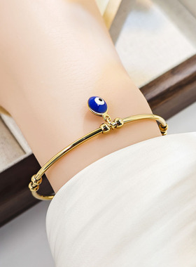 欧美跨境复古个性恶魔之眼手链 时尚气质感开口不锈钢手镯女