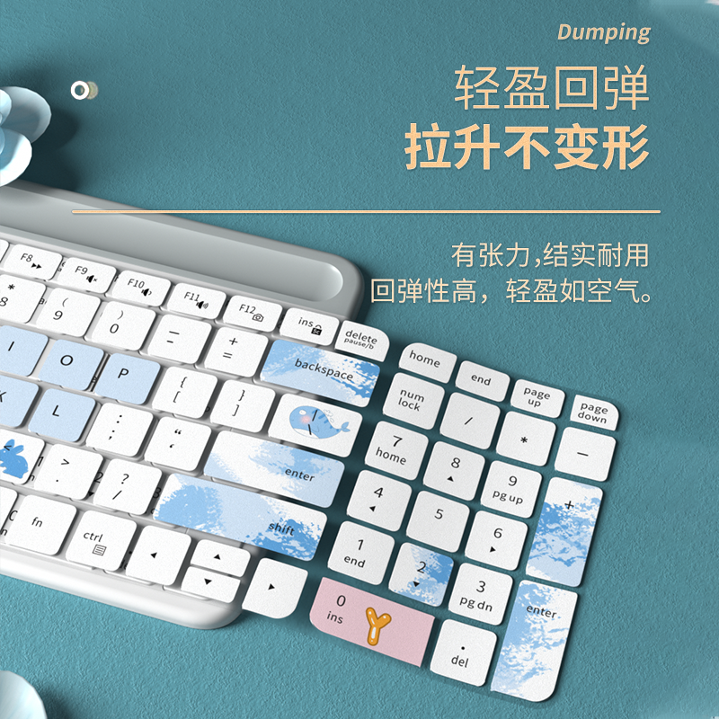 适用于Logitech罗技K580键盘膜MK470台式机超薄按键保护套定制彩绘办公游戏防水卡通贴可爱来图全覆盖-图0