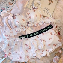 Lovers underwear Three sets of sweet and cute cartoon lovers briefs underwear suit bra hood printed lovely gift