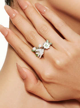 【叶童同款】MOH四时风物系列燕形白贝母花卉戒指气质女指环礼物