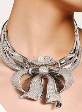 【叶童同款】MOH动物絮语系列天鹅舞密镶水晶珍珠蝴蝶结项链礼物