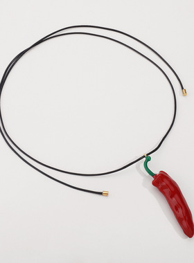 欧美仿真珐琅蔬菜叠戴项饰 简约设计可爱红辣椒吊坠奢华高端项链