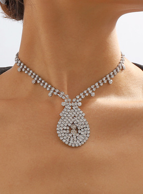 欧美时尚婚礼季几何颈链女爪链满