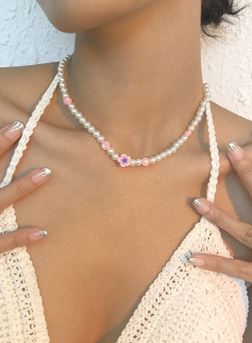 跨境波西米亚民族风颈链串珠软陶