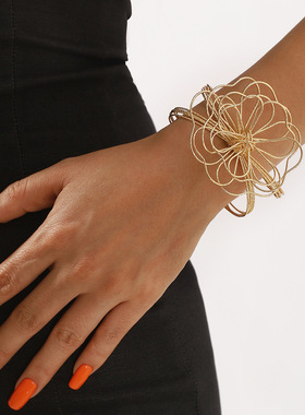 跨境时髦极简风镂空金属线条设计