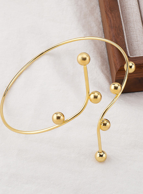 跨境欧美风重工金属圆珠臂环小众