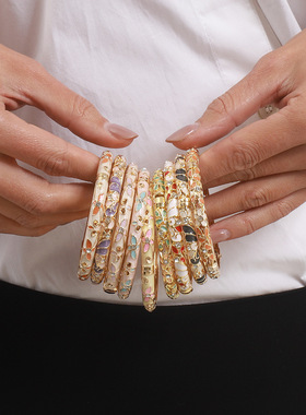 清新甜美彩色滴油手镯女气质复古