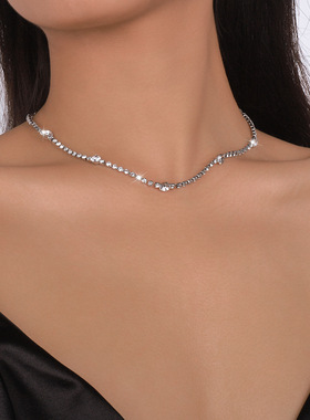 小众简约气质风爪链项饰 女士锁骨项链水钻轻奢颈链饰品配饰配饰