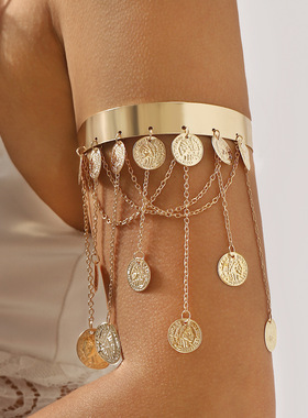 新款跨境手饰异域风钱币长流苏开