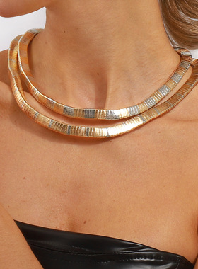 N12946夸张大牌同款多层拼色手工