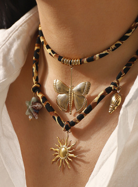 ZN0625跨境新潮时尚不锈钢吊坠豹