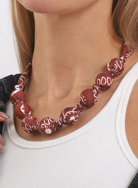 时尚个性花纹随机项链丝巾包珠不