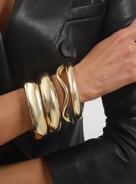 跨境简约金属感光面手镯时尚个性