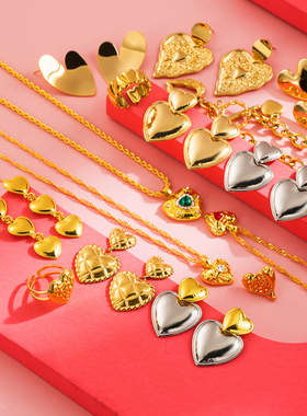 跨境母亲节爱心不锈钢保色简约耳