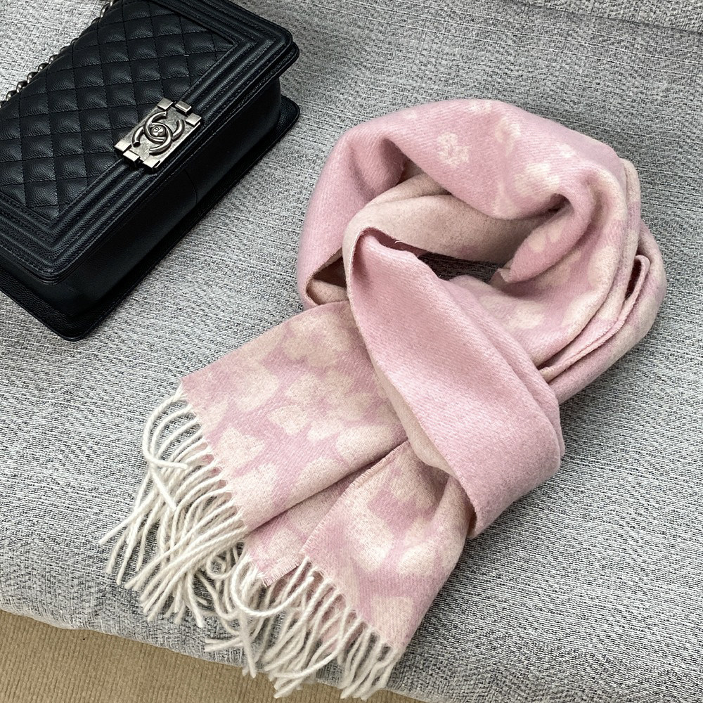 冬季新款100%澳洲羊毛围巾女格纹提花保暖加厚粉色围脖送朋友礼物