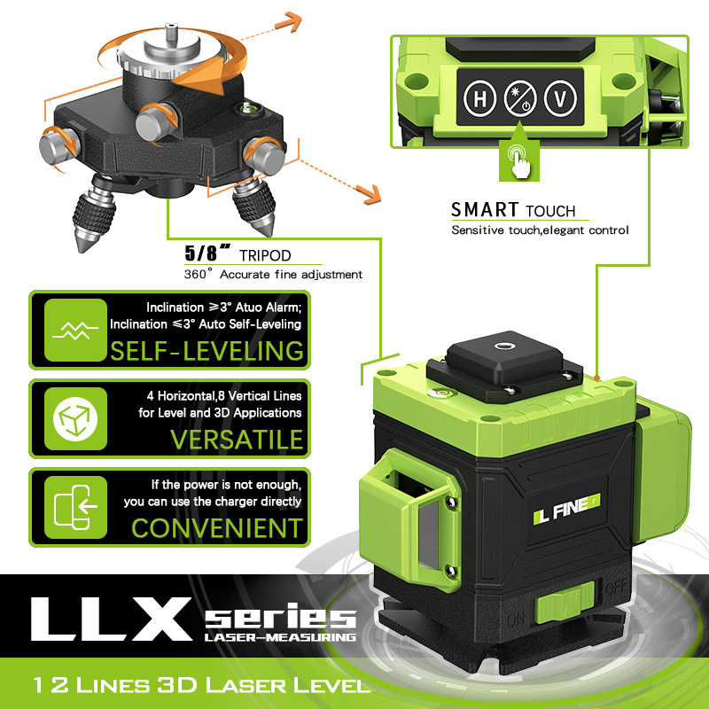 LFINE4D16线3D12线绿光水平仪激光水平仪投线仪Laser level-图0