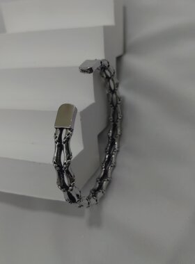 小时候被牛追过!双层跟竹节一样 个性手镯臂环很小众