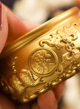 2026新款八福聚宝盆纯黄铜摆件