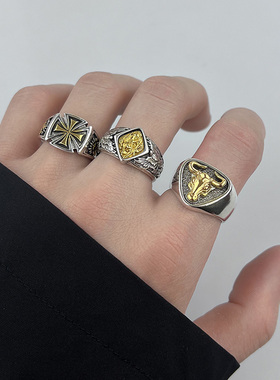 中古风宽版戒指男士高级感食指环