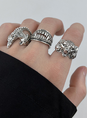 可调节开口复古戒指男高级感