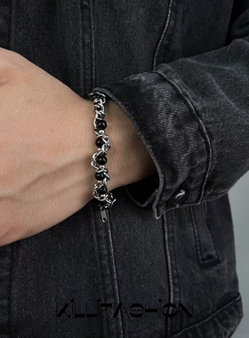 个性珍珠拼接古巴手链男女潮流