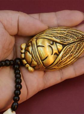 全铜金蝉手把件盘玩随身文