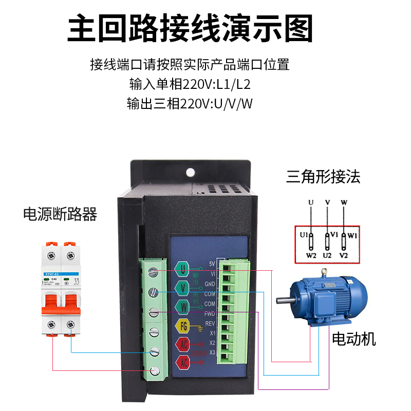 小型简易变频器三相电动机变频调速器单相220V380V4U00W微型变频 - 图2