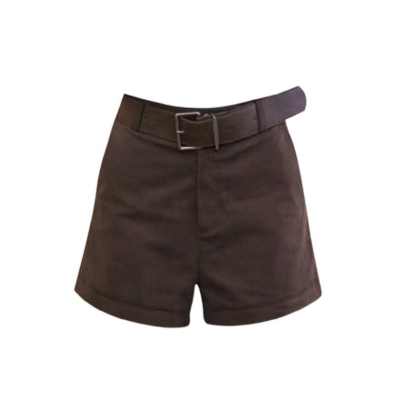 大码复古棕色中高腰休闲短裤女2025新款小个子通勤百搭显瘦直筒裤,淘宝优惠券,粉丝福利购,淘宝优惠卷