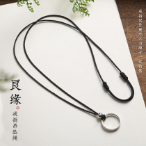 Ring hanging rope hanging neck wedding lovers necklace rope male and female fine minimalist appropi. Ping An clasp gold hanging pendant black pendant rope