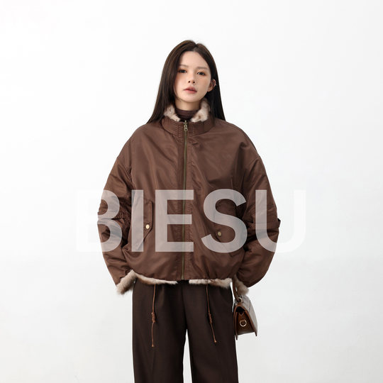 Biesu rabbit fur work style reversible parka-synsdyc