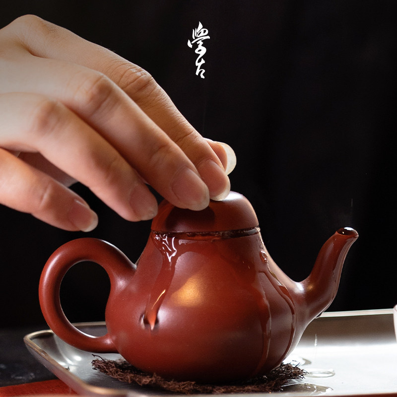 学古|潮州朱泥思亭壶 中式复古手工拉胚泡茶品茗把玩壶80ml 100ml,淘宝优惠券,粉丝福利购,淘宝优惠卷