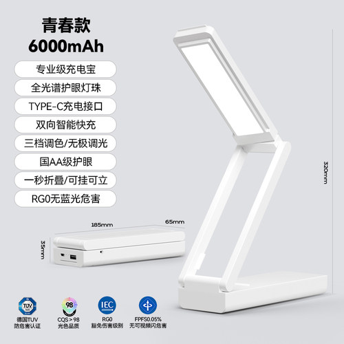充电护眼学习专用台灯大学生宿舍高中生寝室床头适用小米超长续航 - 图3