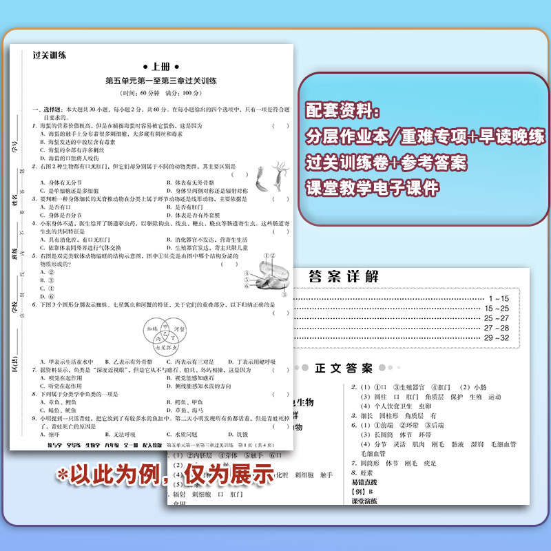 【2023秋-2024春】教与学学导练 生物 八年级全一册 配人教版 8年级上下册 安徽人民出版社 中学初中生练习册教辅 - 图2