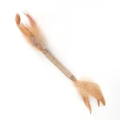 跨进专供猫啃咬逗猫棒拉菲草木天蓼虫瘿果羽毛发声逗猫棒厂家批发 - 图0