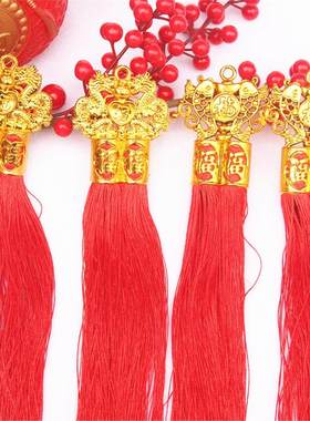 喜庆双龙鱼金头流苏红绳挂绳