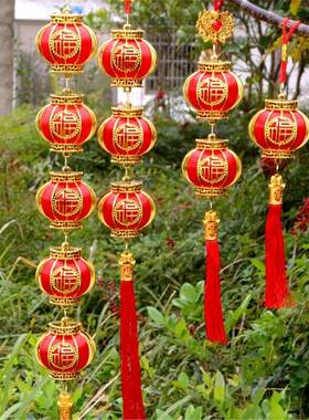 丝线金框福红灯笼串春节防水室内