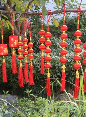 新年丝线小红灯笼串室内外挂饰