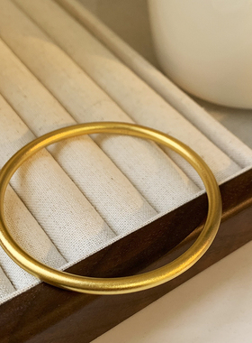 古法沙金素圈手镯女轻奢小众精致手环送闺蜜礼物2024新款爆款手饰