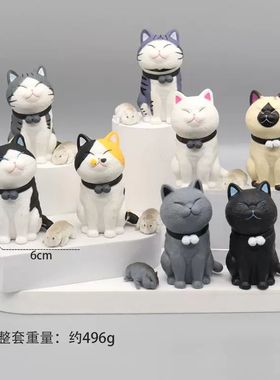 pvc无语猫咪桌面摆件可爱卡通坐姿猫公仔手蛋糕装饰小猫玩偶礼物