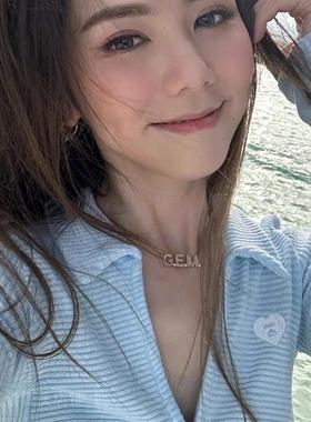 邓紫棋同款GEM字母项链女ins小众设计纯银满钻叠戴锁骨链生日礼物