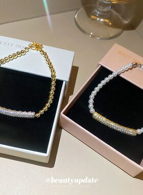 欧美ins风锆石竹节珍珠手链休闲