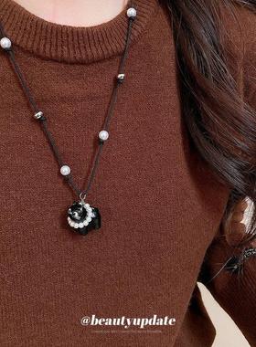 卡通树脂小猫珍珠项链童趣可爱