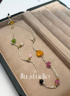 LLuStudio夏日调色盘手作彩色串珠项链琉璃贝壳锁骨链颈链