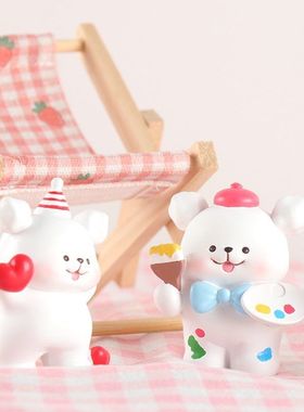 盲盒摆件小狗线条萌趣摆件装饰品