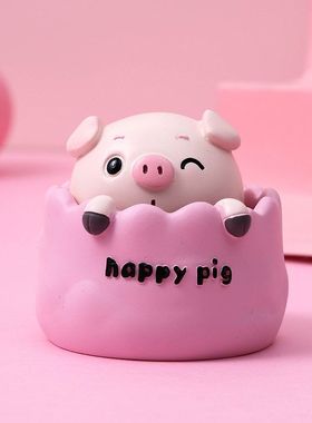 萌粒公萌车招财小猪摆件摇头仔猪