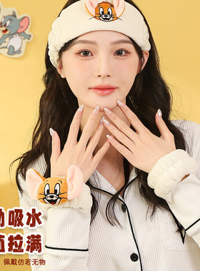 猫和老鼠毛绒挂件手腕带童年卡通动物公仔挂饰情侣闺蜜吸水发带