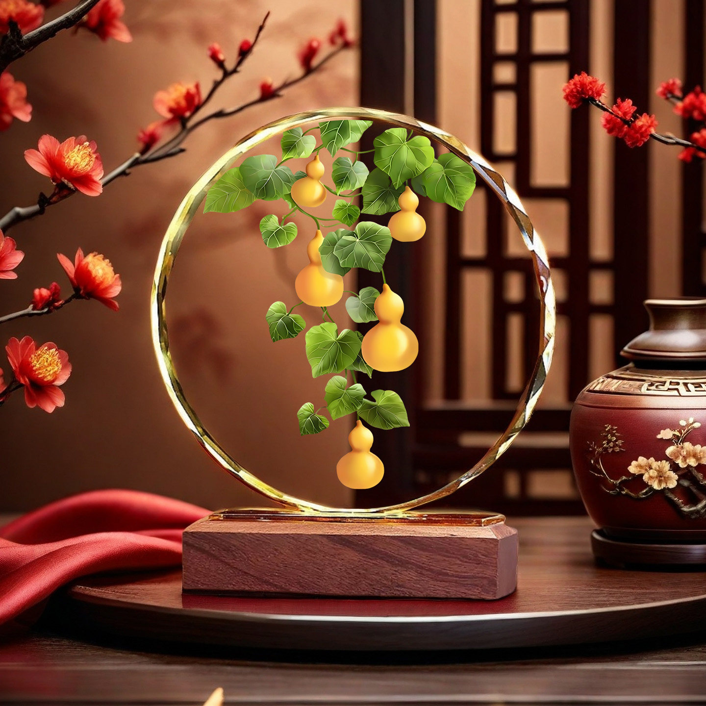 五福临门水晶摆件招财葫芦旺宅家居饰品新房客厅玄关酒柜乔迁礼品,淘宝优惠券,粉丝福利购,淘宝优惠卷