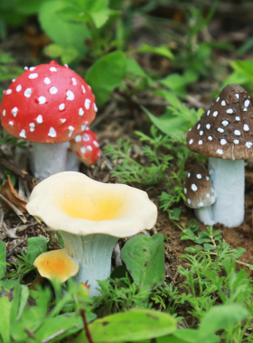 花园庭院草坪花盆景蘑菇摆件造景