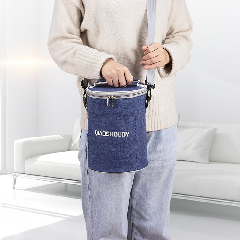 饭包手提保温袋子铝箔加厚学生饭盒袋上班族带饭圆形保温桶手提袋